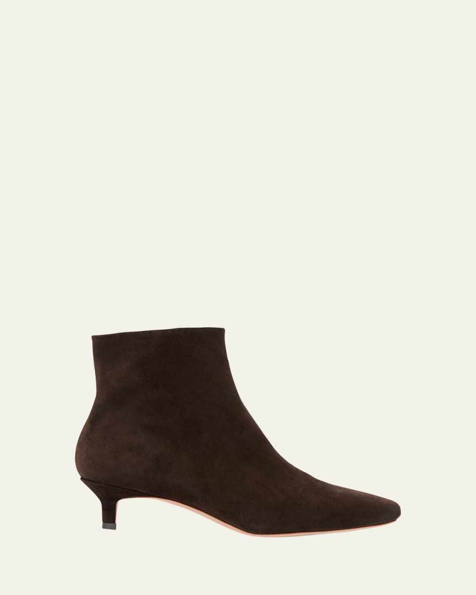 Marcella Suede Kitten-Heel Ankle Booties